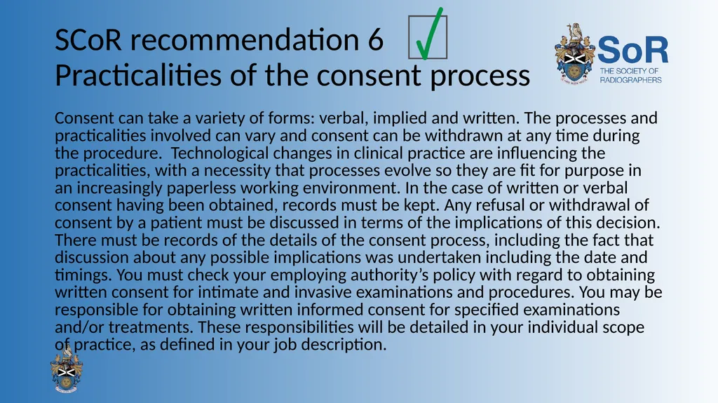 Obtaining consent: a clinical guideline for the - slide 12 of 19