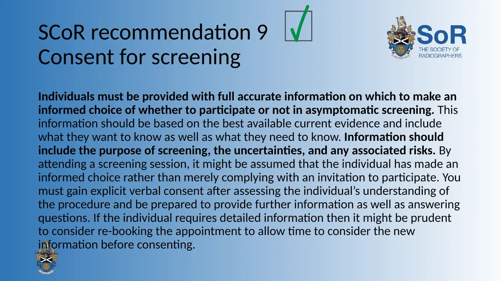 Obtaining consent: a clinical guideline for the - slide 15 of 19