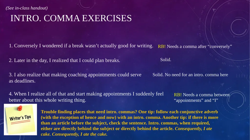 Quick Sentence Diagnostic (See in class handout - slide 17 of 39