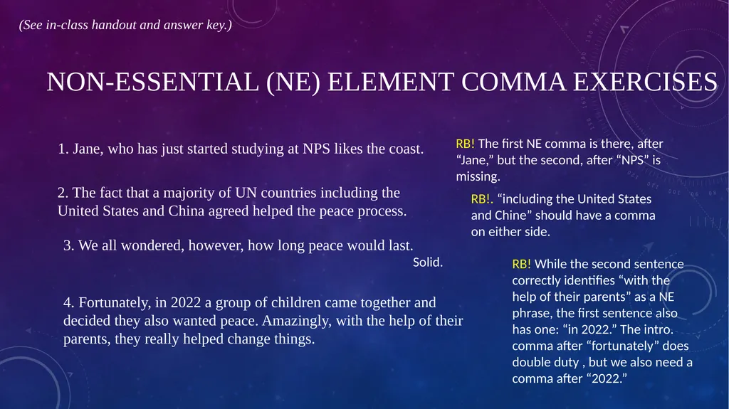 Quick Sentence Diagnostic (See in class handout - slide 22 of 39