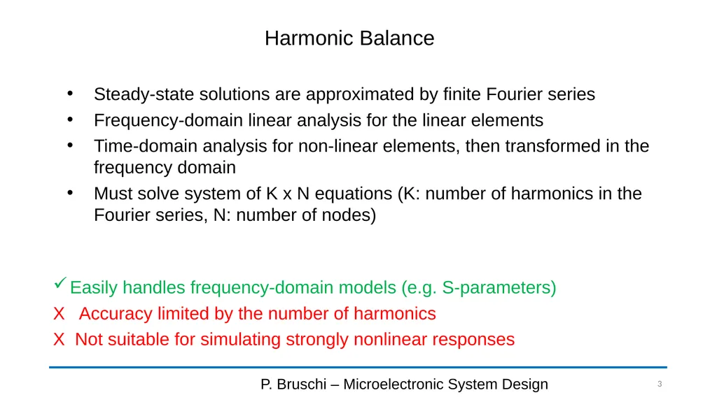 Periodic Steady State (PSS) Analysis P. Bruschi – - slide 3 of 9