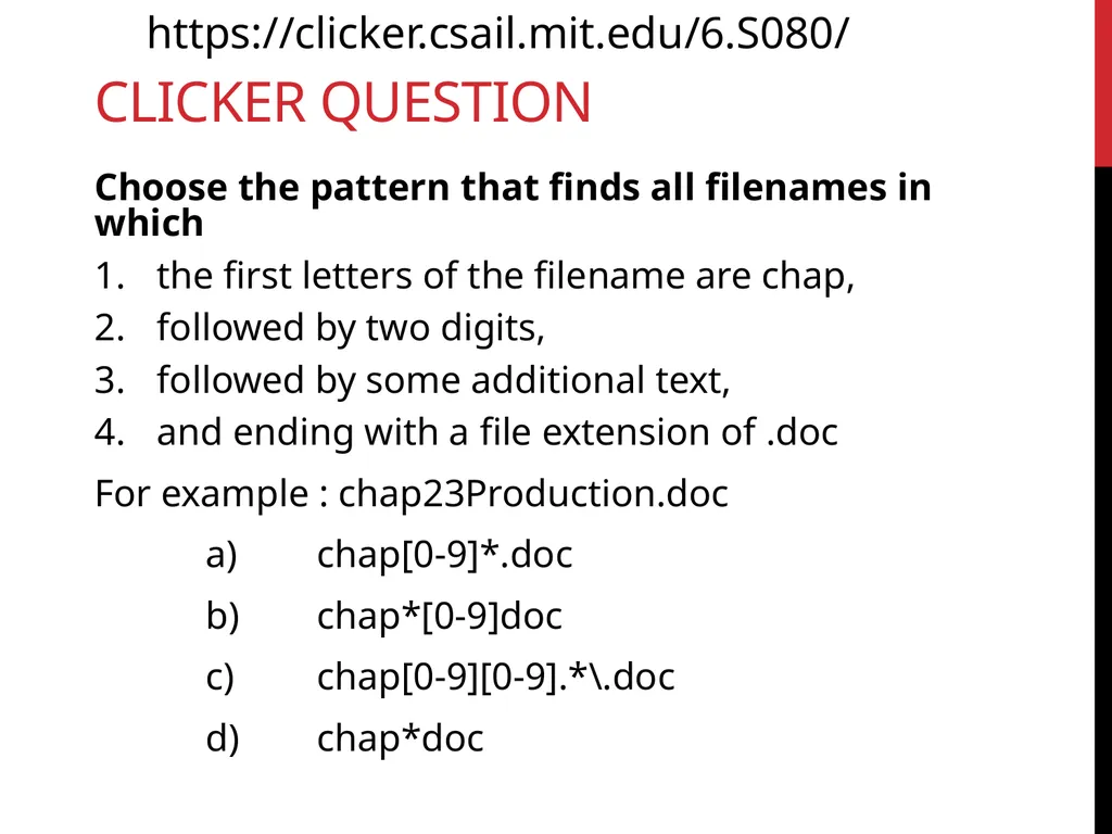 Data Wrangling Key ideas: regular expressions, - slide 30 of 59