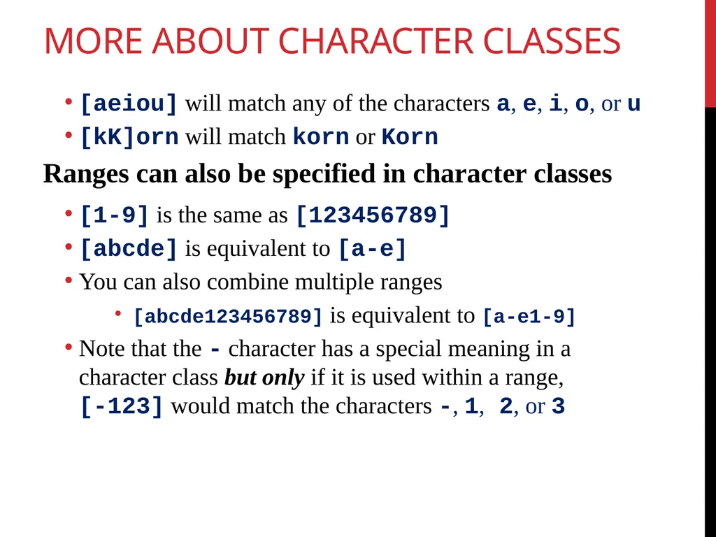Data Wrangling Key ideas: regular expressions, - slide 16 of 59