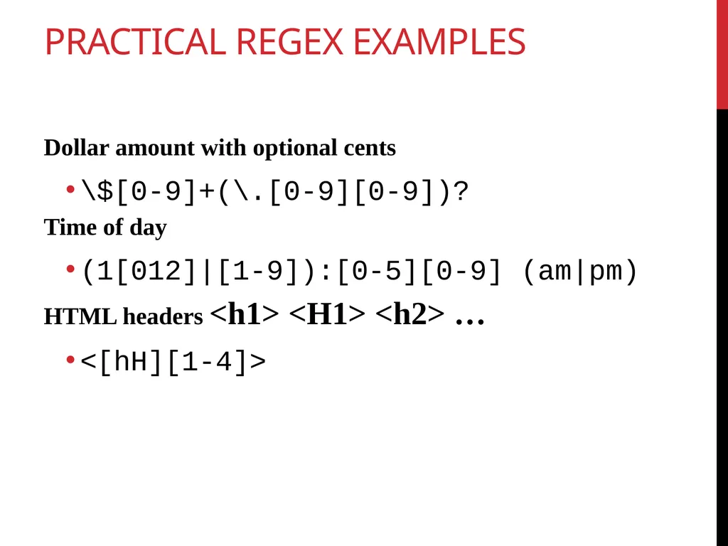 Data Wrangling Key ideas: regular expressions, - slide 22 of 59