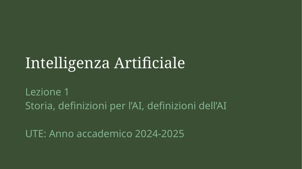 Intelligenza Artificiale Lezione 1 Storia, - slide 1 of 43