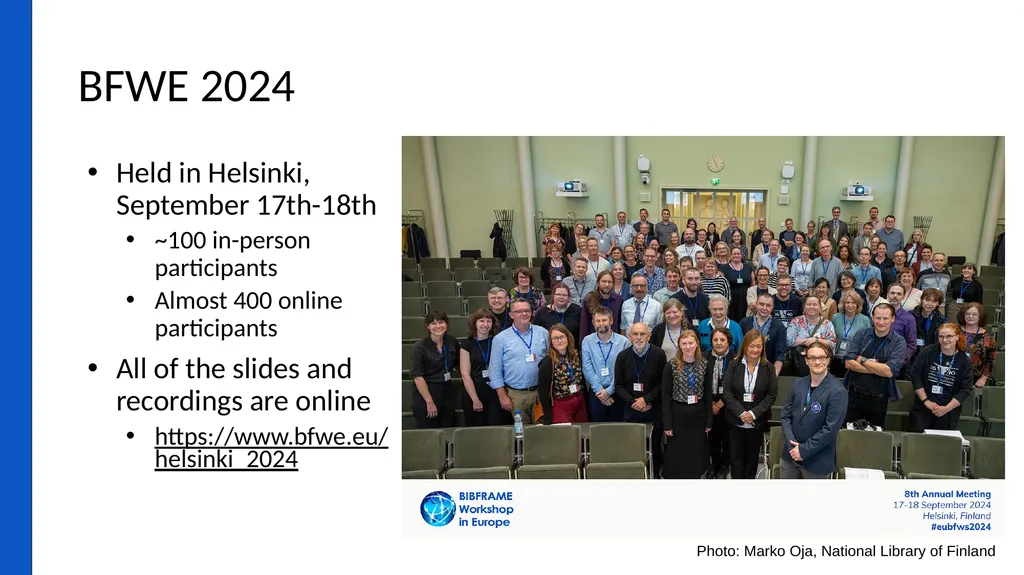 Report on BIBFRAME Workshop in Europe 2024 Held - slide 3 of 16