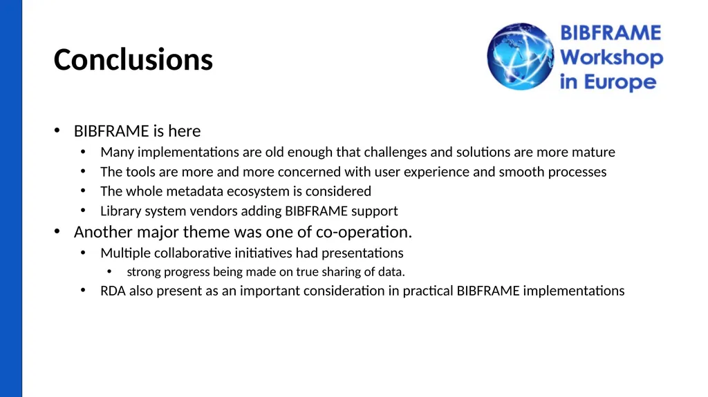 Report on BIBFRAME Workshop in Europe 2024 Held - slide 15 of 16