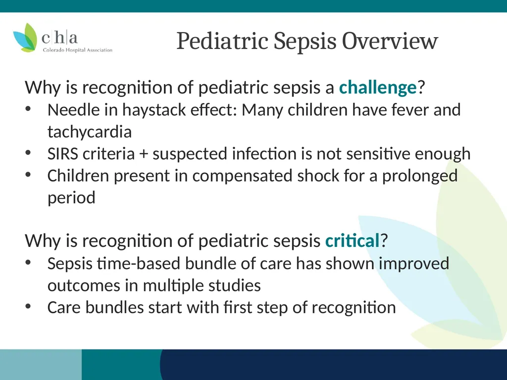 Pediatric Sepsis Table Top Scenario Colorado - slide 2 of 18