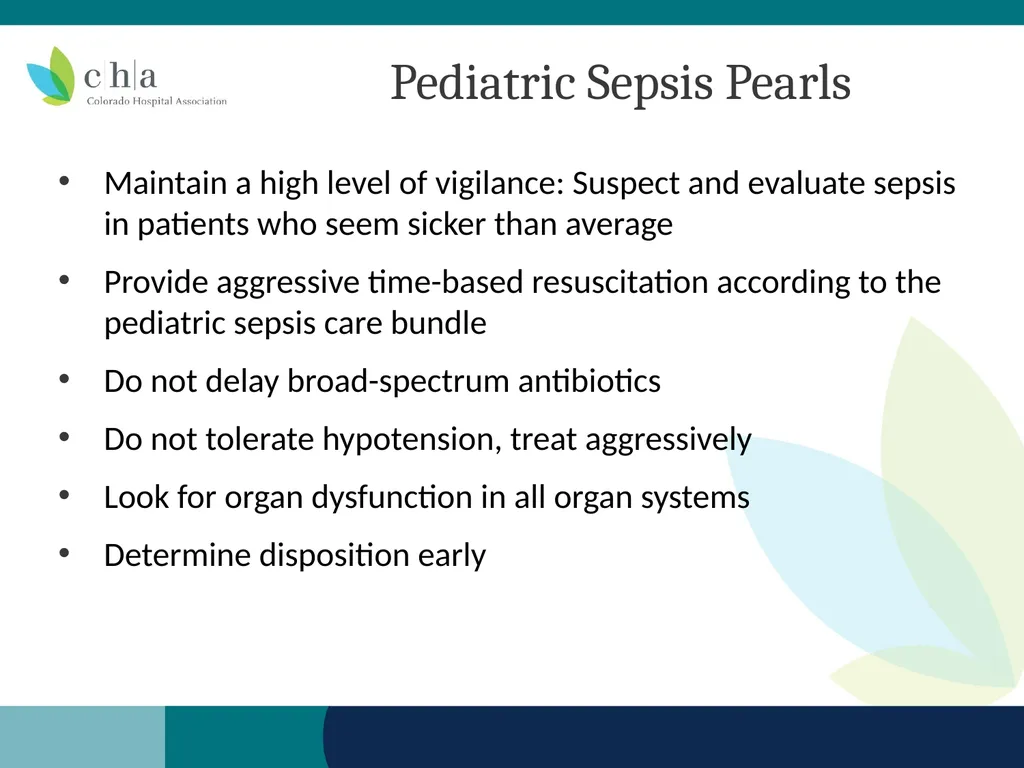 Pediatric Sepsis Table Top Scenario Colorado - slide 6 of 18