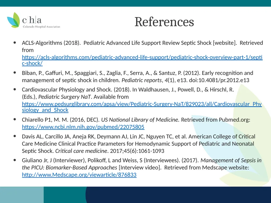 Pediatric Sepsis Table Top Scenario Colorado - slide 17 of 18