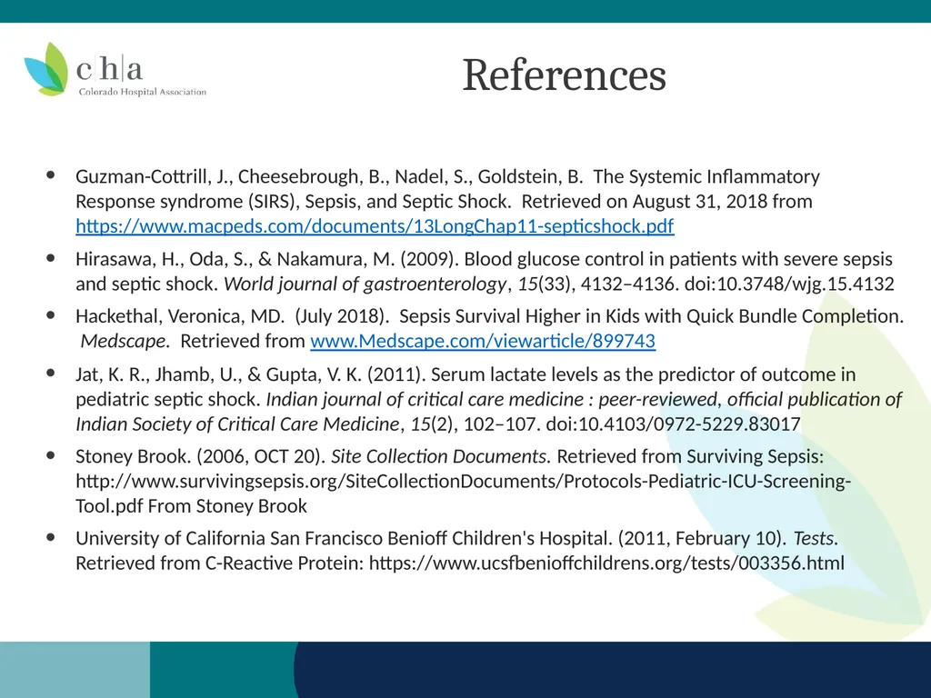 Pediatric Sepsis Table Top Scenario Colorado - slide 18 of 18