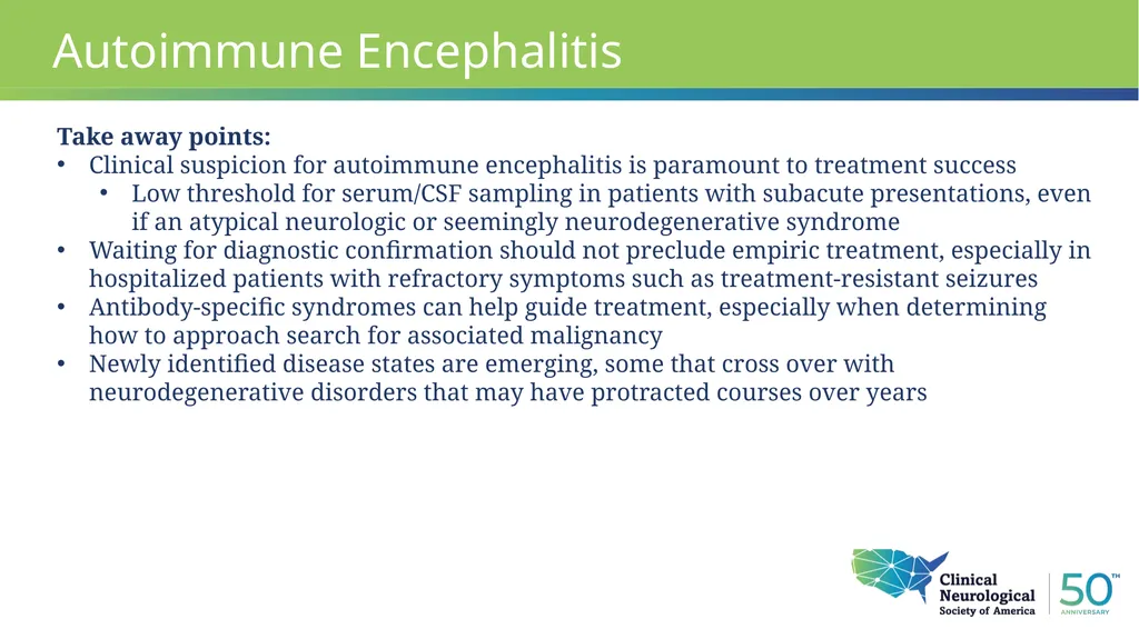 Autoimmune Encephalitis Update William Kilgo, MD - slide 25 of 27