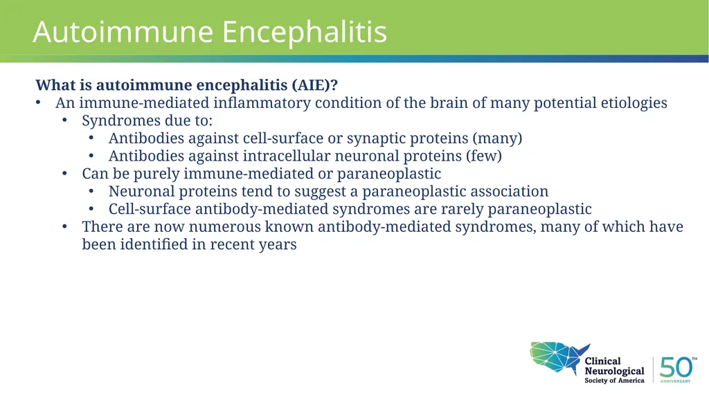Autoimmune Encephalitis Update William Kilgo, MD - slide 4 of 27