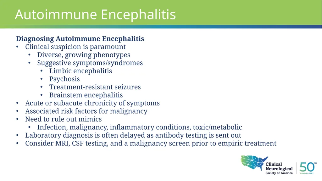 Autoimmune Encephalitis Update William Kilgo, MD - slide 5 of 27
