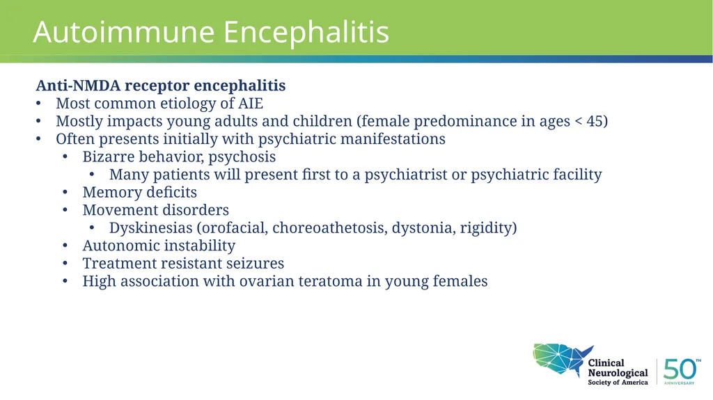 Autoimmune Encephalitis Update William Kilgo, MD - slide 8 of 27