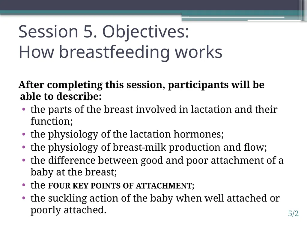 Session 5. How breastfeeding works 5/1 © - slide 2 of 16
