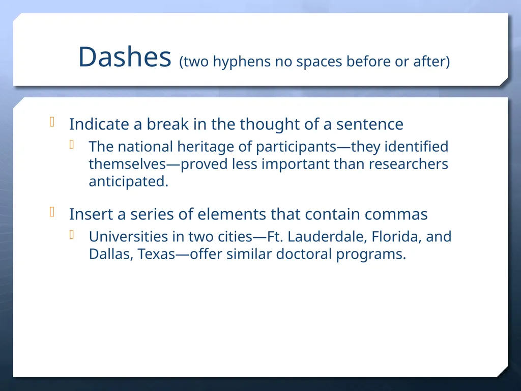 Punctuation in APA Dr. David B. Ross Three - slide 12 of 27