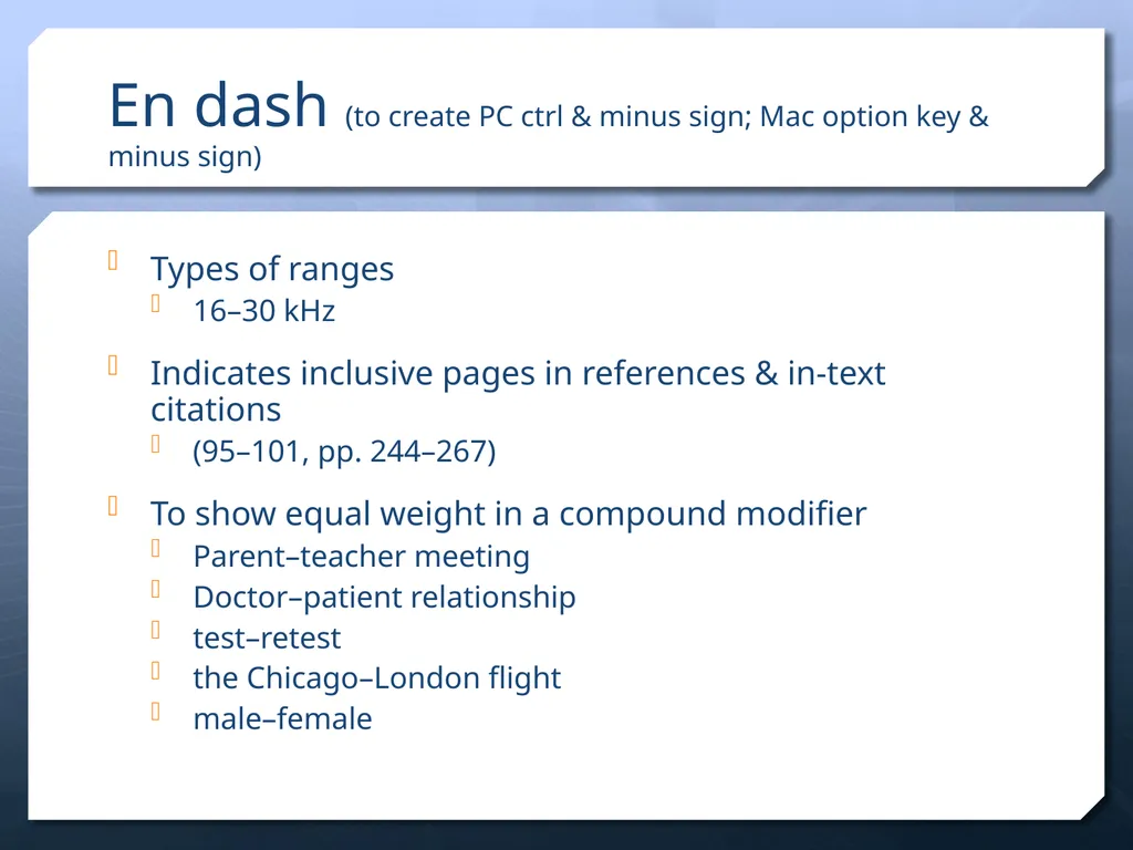 Punctuation in APA Dr. David B. Ross Three - slide 13 of 27