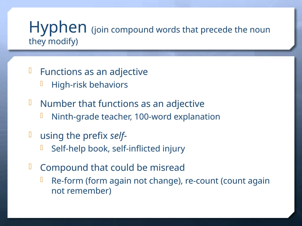 Punctuation in APA Dr. David B. Ross Three - slide 14 of 27