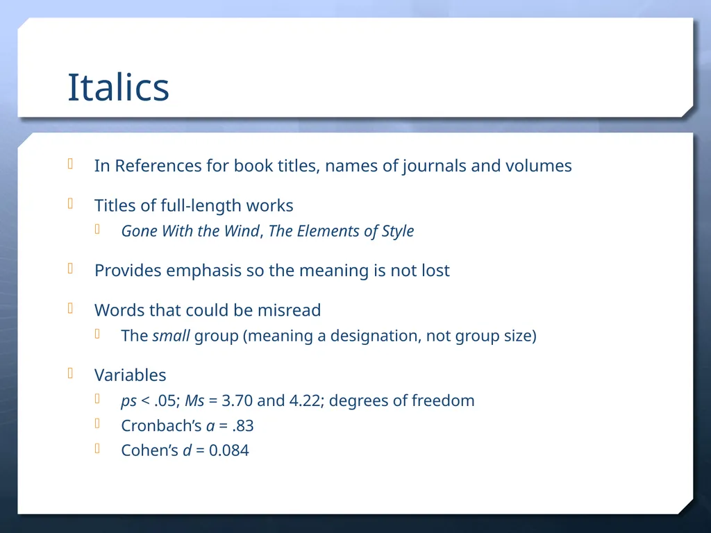 Punctuation in APA Dr. David B. Ross Three - slide 9 of 27
