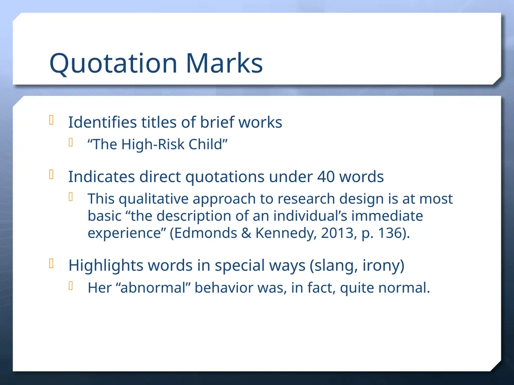 Punctuation in APA Dr. David B. Ross Three - slide 16 of 27
