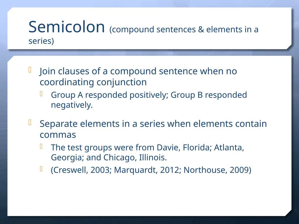 Punctuation in APA Dr. David B. Ross Three - slide 6 of 27