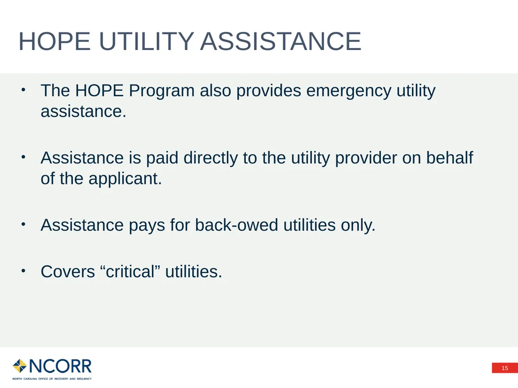 Preventing evictions – HOPE Program Information - slide 15 of 20