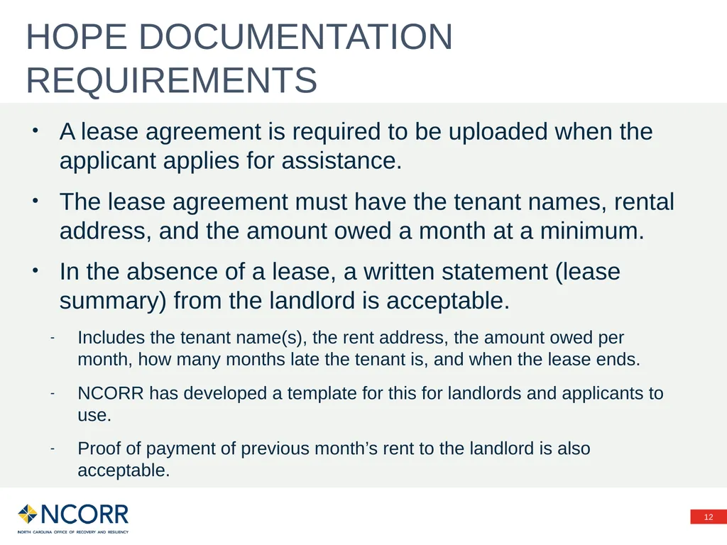 Preventing evictions – HOPE Program Information - slide 12 of 20