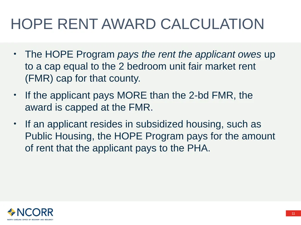 Preventing evictions – HOPE Program Information - slide 11 of 20