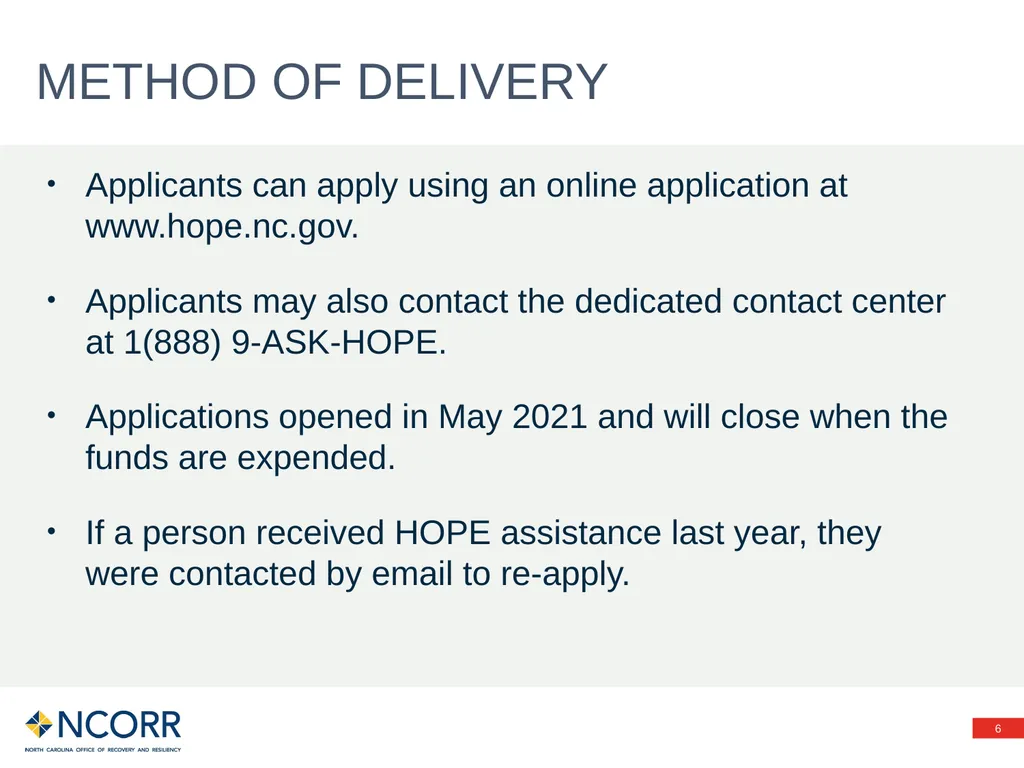 Preventing evictions – HOPE Program Information - slide 6 of 20