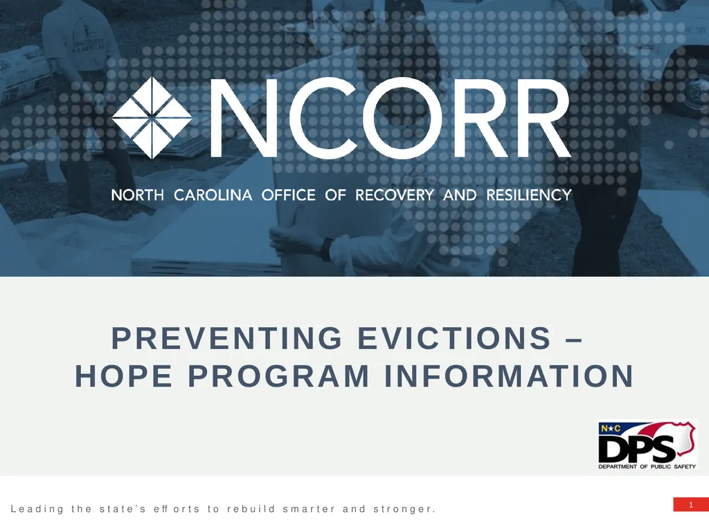 Preventing evictions – HOPE Program Information - slide 1 of 20