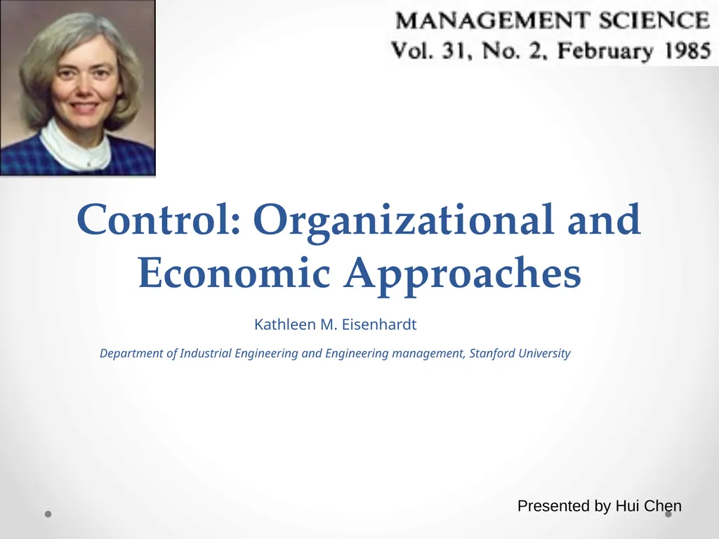 Control: Organizational and Economic Approaches - slide 1 of 20