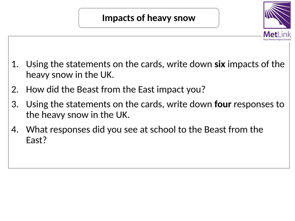 The Beast from the East Aim: to be able to - slide 5 of 10