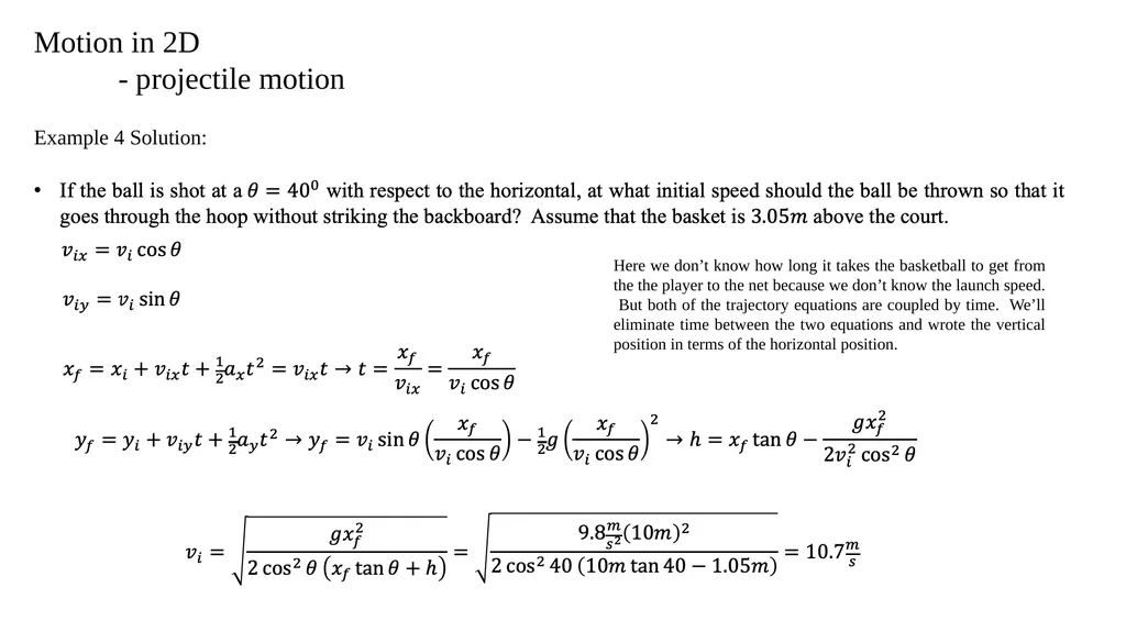 Motion in 2D - projectile motion Motion in 2D - - slide 12 of 28