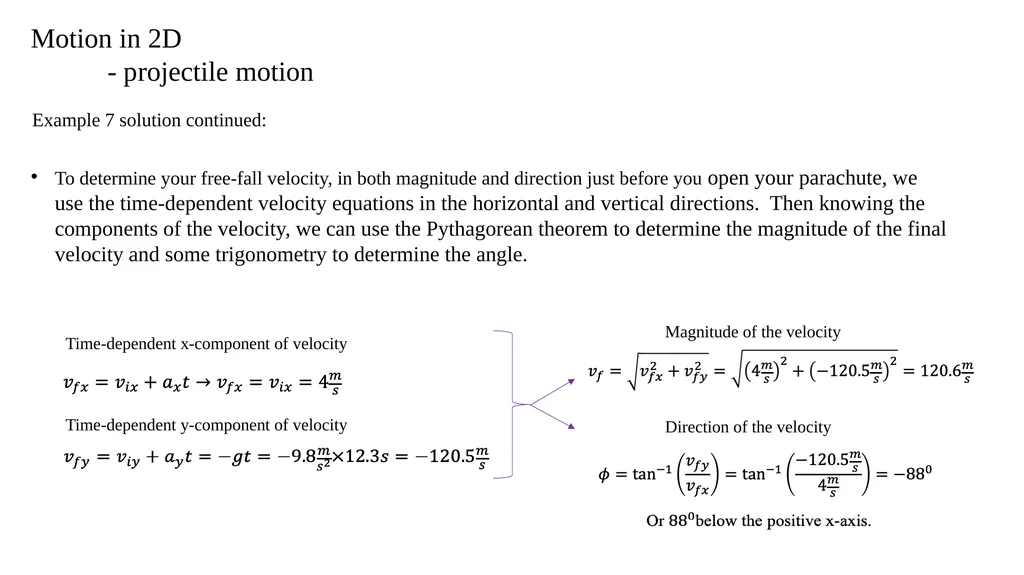Motion in 2D - projectile motion Motion in 2D - - slide 27 of 28