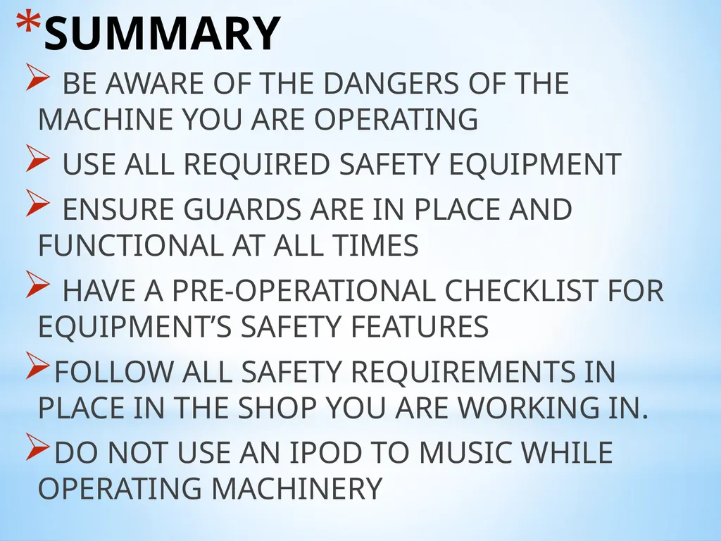 “GENERAL MACHINE SHOP SAFETY TRAINING” SHOP - slide 40 of 40