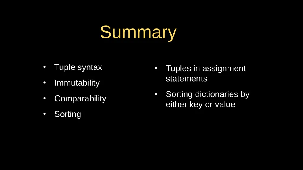Tuples Chapter 10 Python for Everybody - slide 15 of 16