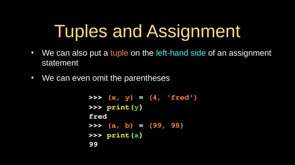 Tuples Chapter 10 Python for Everybody - slide 7 of 16