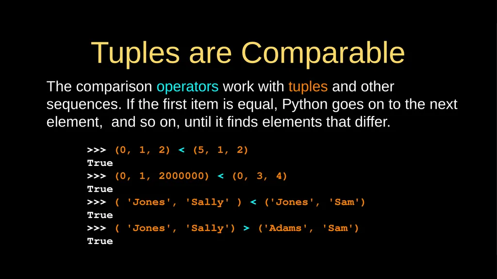 Tuples Chapter 10 Python for Everybody - slide 9 of 16
