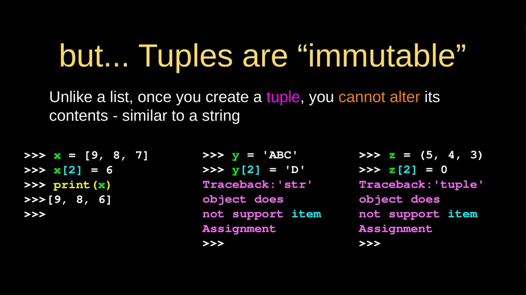 Tuples Chapter 10 Python for Everybody - slide 3 of 16
