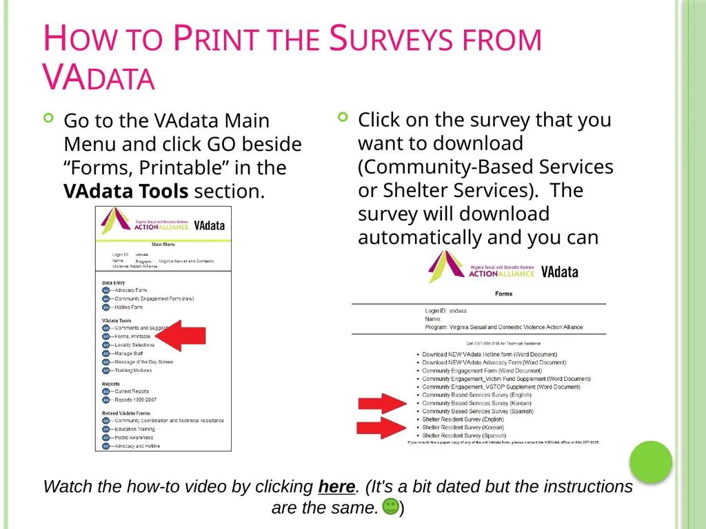 Documenting Our Work Surveys VAdata: Virginia’s - slide 8 of 24