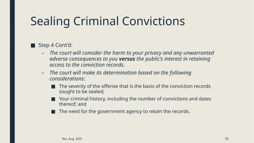 Sealing criminal records Presented by the 12th - slide 32 of 41