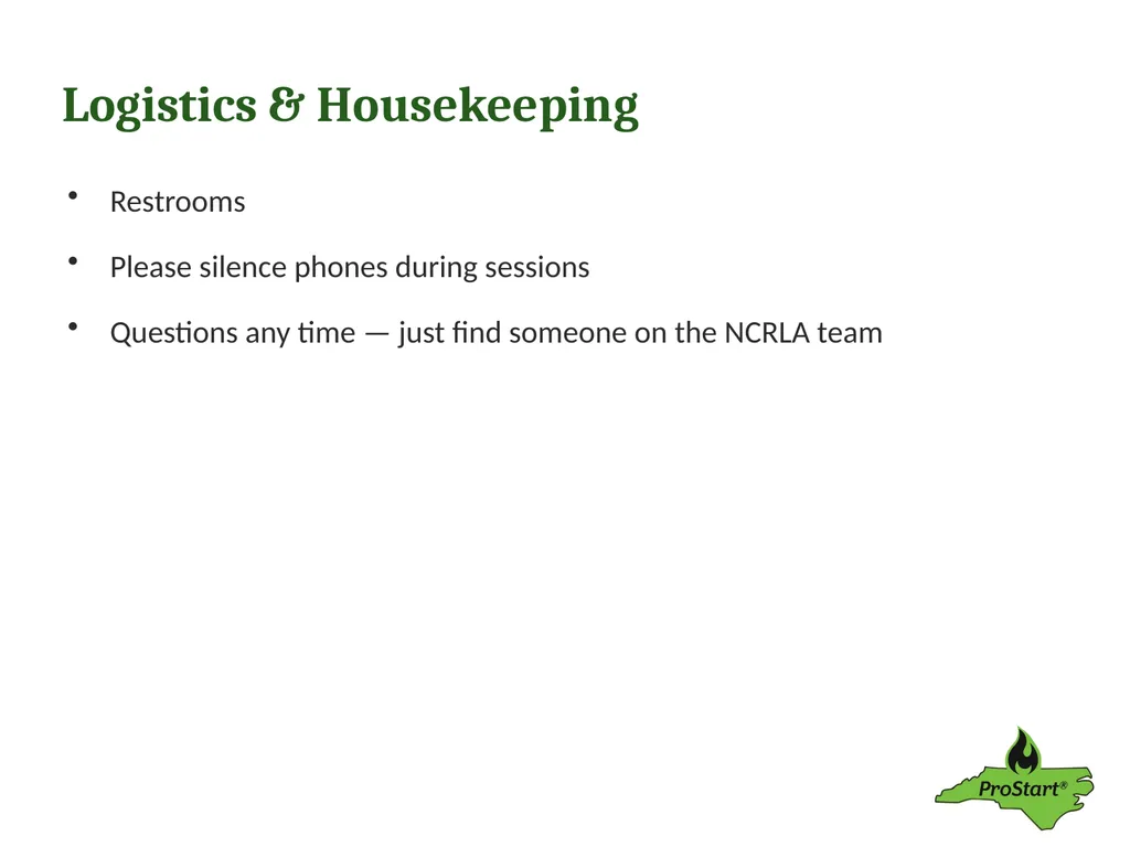 2026 NC ProStart Educator Conference Opening - slide 23 of 24