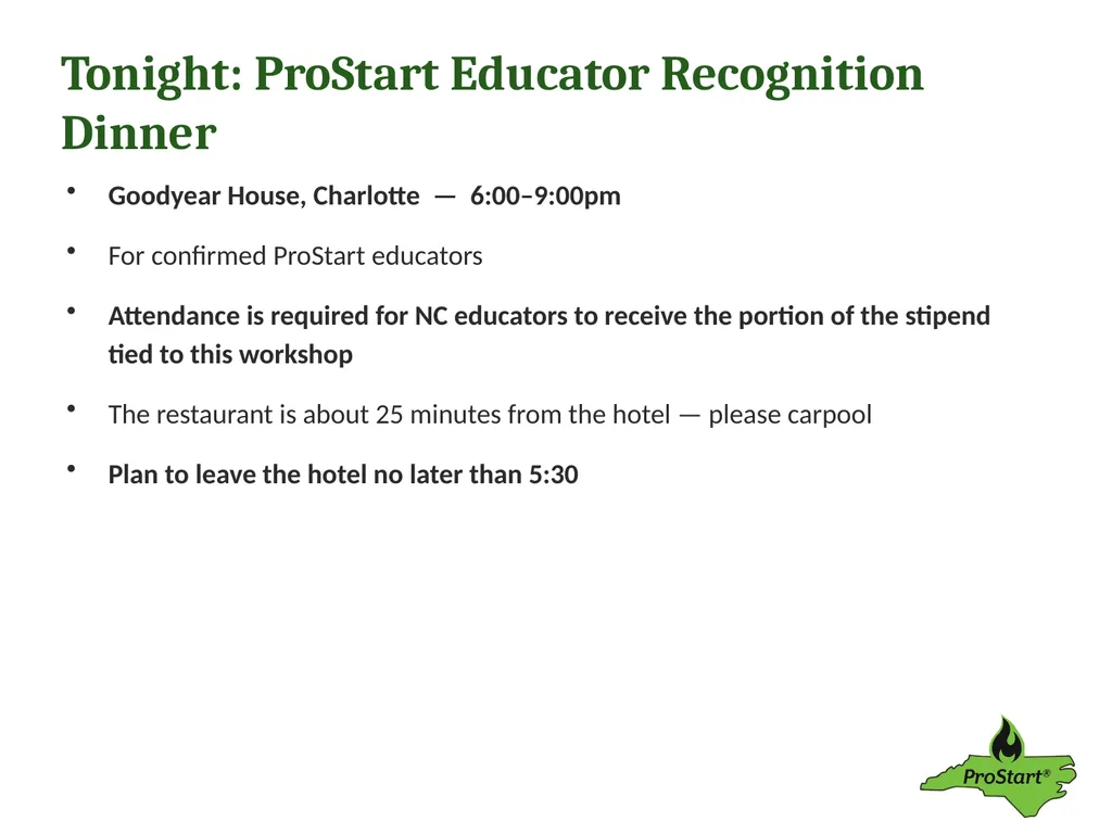 2026 NC ProStart Educator Conference Opening - slide 22 of 24