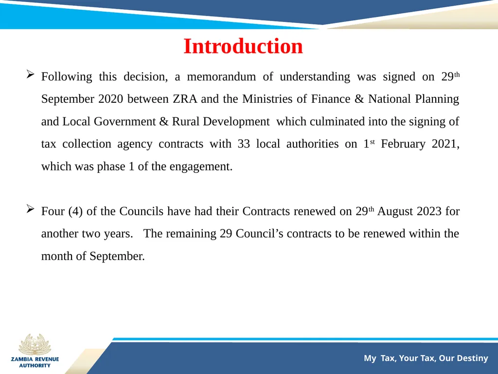 TAX COLLECTION AGENCY PARTNERSHIP BETWEEN ZAMBIA - slide 4 of 14
