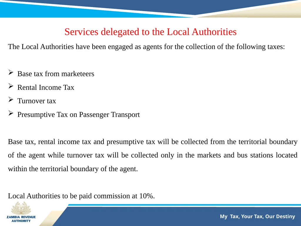 TAX COLLECTION AGENCY PARTNERSHIP BETWEEN ZAMBIA - slide 7 of 14