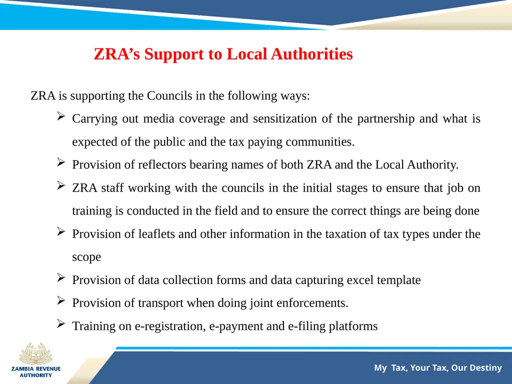 TAX COLLECTION AGENCY PARTNERSHIP BETWEEN ZAMBIA - slide 10 of 14