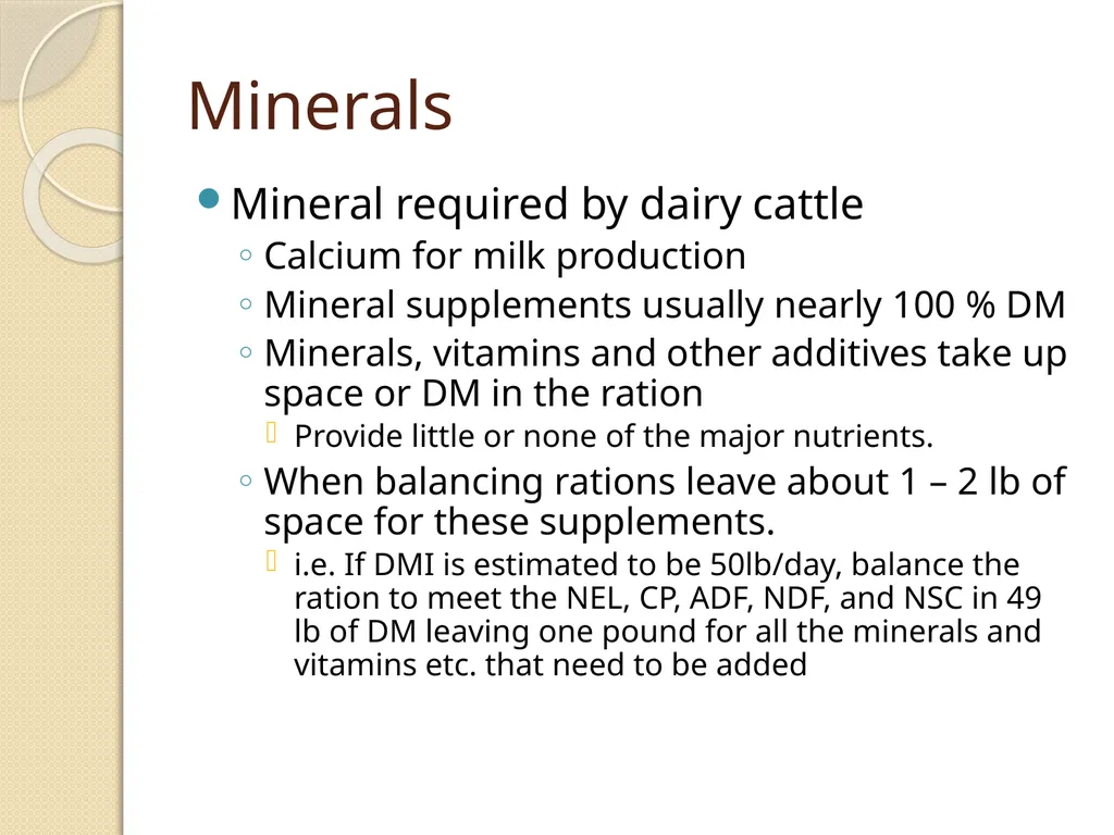 Dairy Cattle Nutrition – The Basics Dr. L. E. - slide 45 of 49