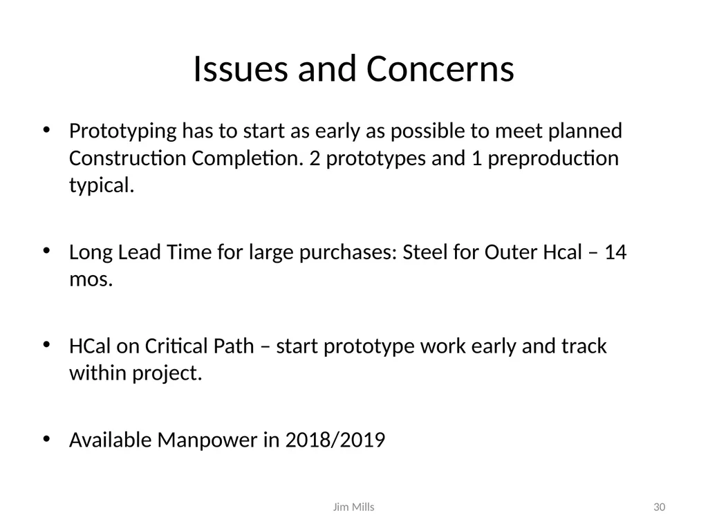 sPHENIX Schedule and Resource Estimate - slide 30 of 32