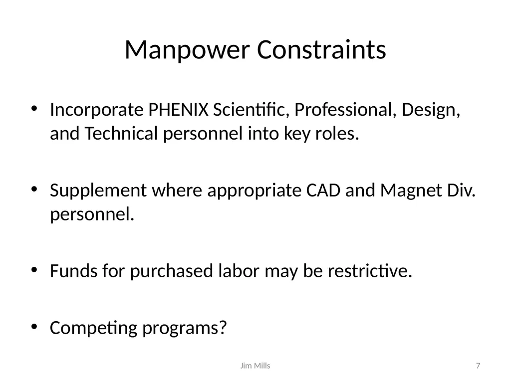 sPHENIX Schedule and Resource Estimate - slide 7 of 32